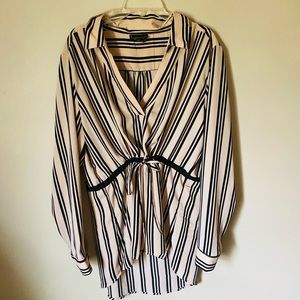 Pink & Black Stripe Blouse